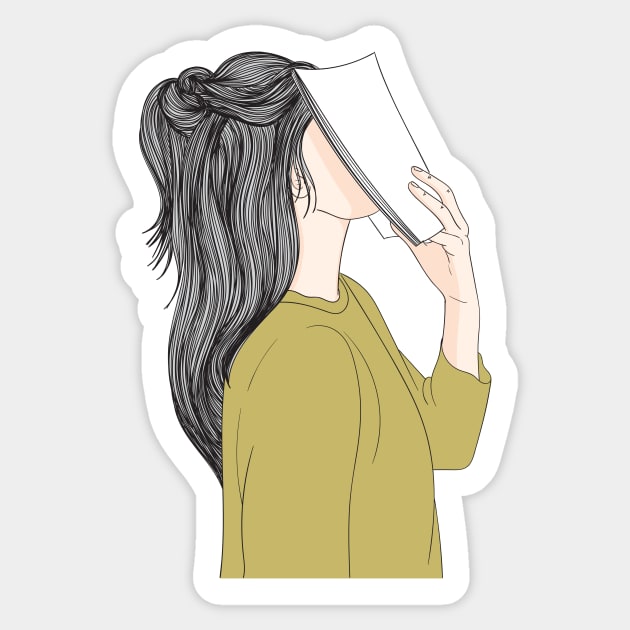Woman Book Reader Nerd Girl Sticker by The WYLD Tribe